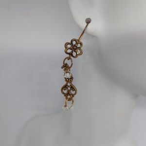 Elegant Gold Floral Drop Earrings Party Wedding Boho Chic Coastal Birthday Gift